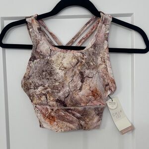 CALIA by Carrie Underwood Strappy Marble Print Crop Top